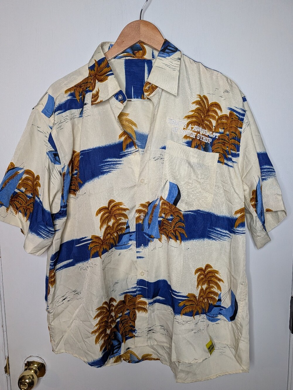 That's A Awful Lot Of Cough Syrup Hawaiian Shirt Men Size 43 Tropical Desto Dubb